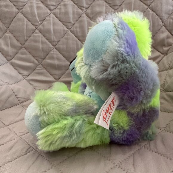 Bear Plush Toy Get Well Soon Bear Stuffed Animal 8" Blue Green Neon Purple - Picture 6 of 6